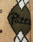 Patta Argyle Knitted Cardigan Brown - Mens - Zippers & Cardigans