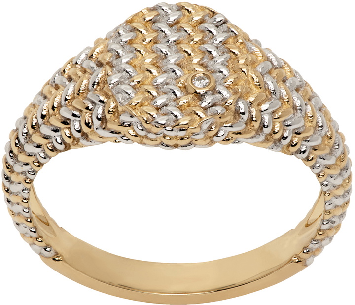 Photo: Yvonne Léon Gold & White Gold Baby Chevalière Ovale Natte Ring