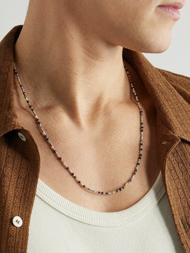 Photo: M. Cohen - Percep Convertible Sterling Silver Multi-Stone Beaded Necklace - Silver