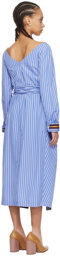 Dries Van Noten Blue Striped Midi Dress