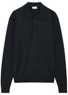 Saint Laurent Silk and Cotton-blend Polo Shirt Dark Blue