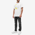Alexander McQueen Men's Outline Skull Print T-Shirt in White/Yellow