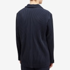 Homme Plissé Issey Miyake Men's Pleated Single Breasted Jacket in Navy