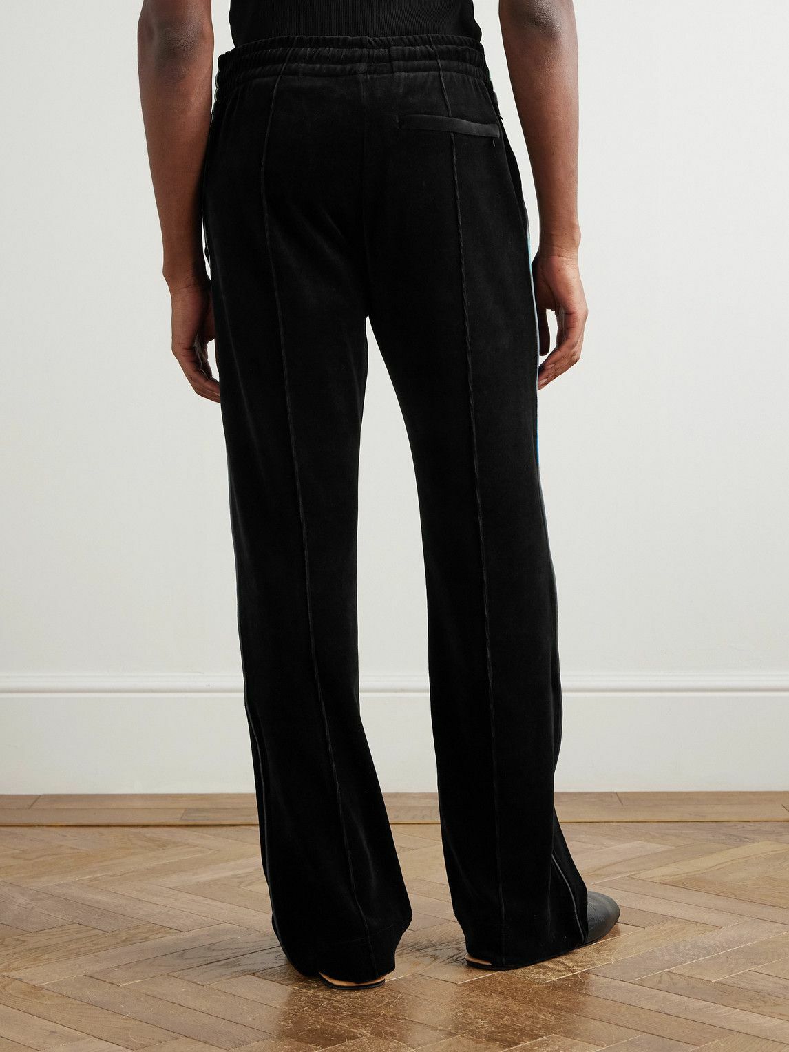 Casablanca - Straight-Leg Logo-Appliquéd Cotton-Blend Velour Sweatpants - Black
