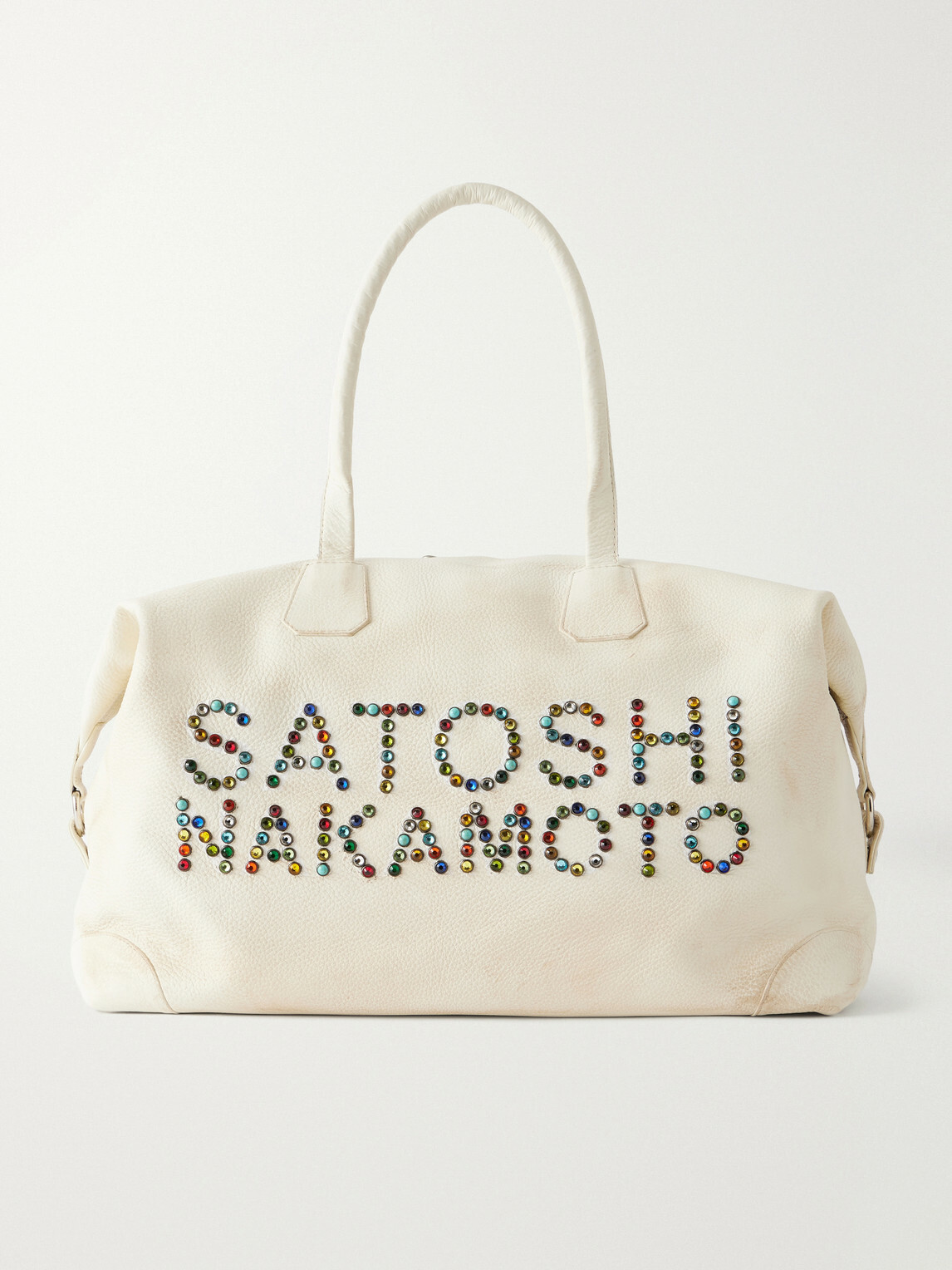 Satoshi Nakamoto - Studded Embellished Leather Weekend Bag - White