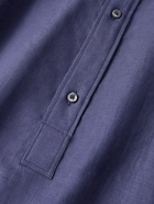 Loro Piana - Jeri Grandad-Collar Linen Half-Placket Shirt - Blue