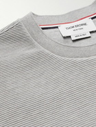Thom Browne - Striped Ribbed Cotton-Jersey Sweatshirt - Gray
