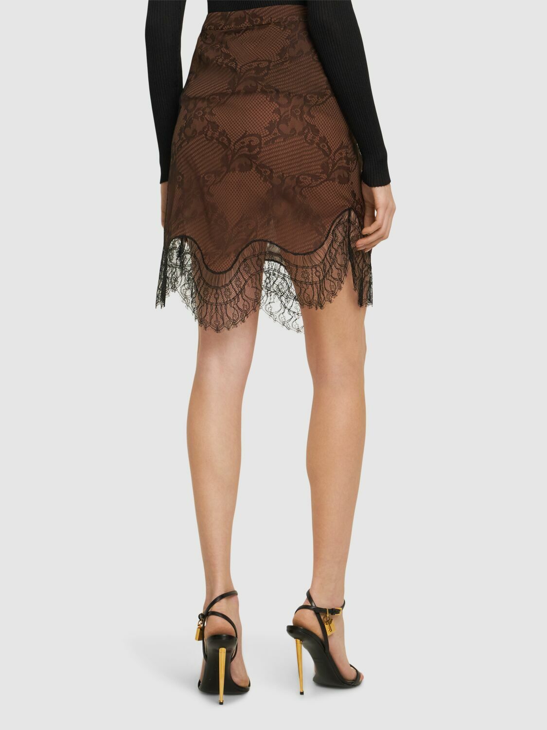 TOM FORD - High Rise Midi Skirt W/ Lace TOM FORD