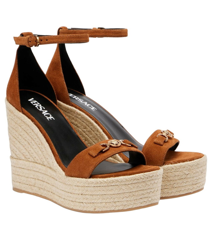 Photo: Versace Medusa '95 suede espadrille wedges