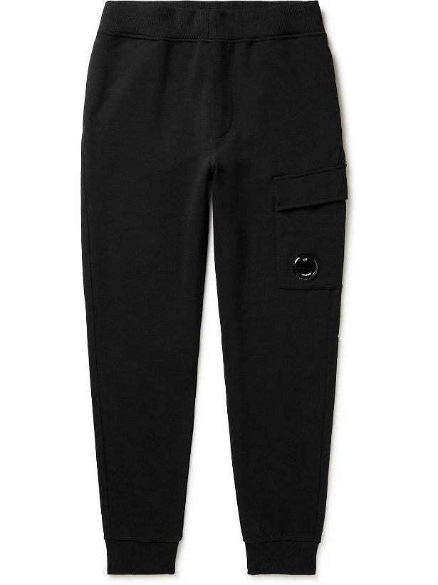 Photo: C.P. Company - Tapered Logo-Embellished Cotton-Jersey Sweatpants - Black