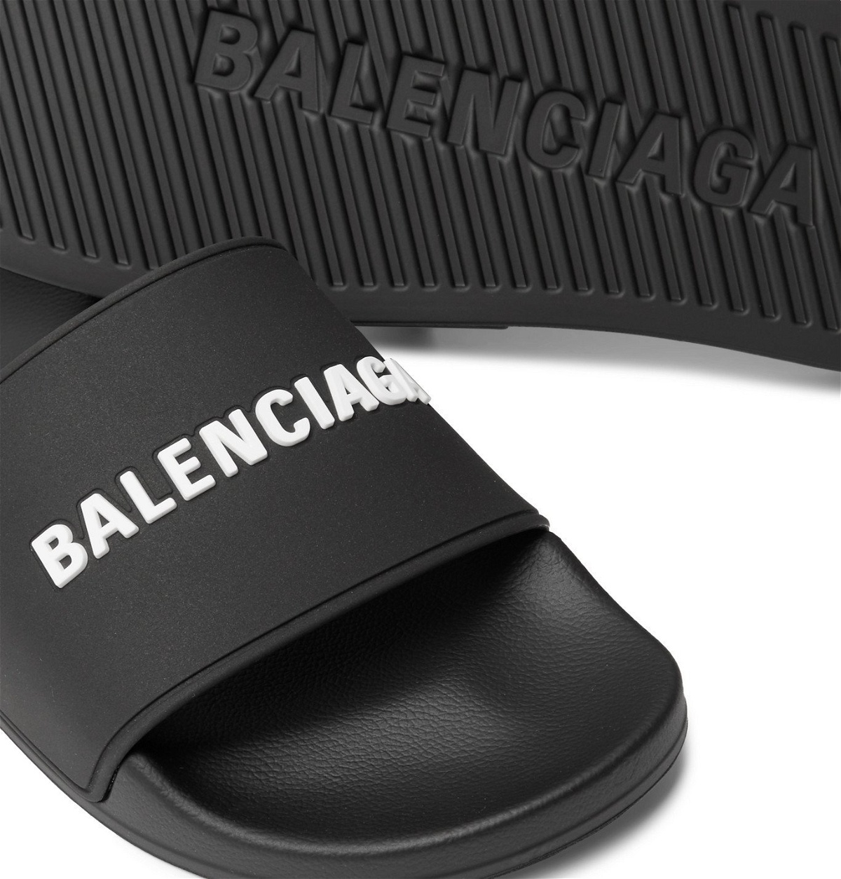 Balenciaga Black Logo Pool Slides Luxury Sneakers  Footwear on Carousell