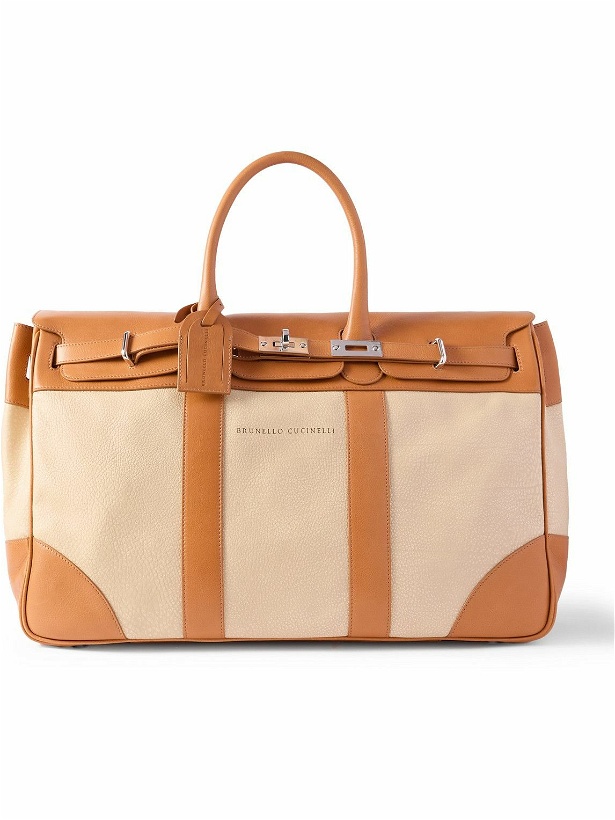 Photo: Brunello Cucinelli - Panelled Full-Grain Leather Weekend Bag