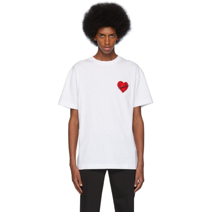 Photo: Palm Angels White Pin My Heart T-Shirt