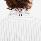 Thom Browne Men's Round Collar Stripe Oxford Shirt in Medium Grey