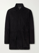 J. Mueser - Panelled Corduroy-Trimmed Suede Jacket - Black