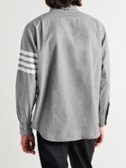 Thom Browne - Button-Down Collar Striped Cotton-Chambray Shirt - Gray