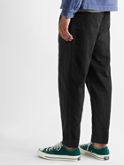 FOLK - Assembly Tapered Pleated Cotton-Ripstop Trousers - Black