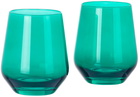 Estelle Colored Glass Green Stemless Wine Glass Set