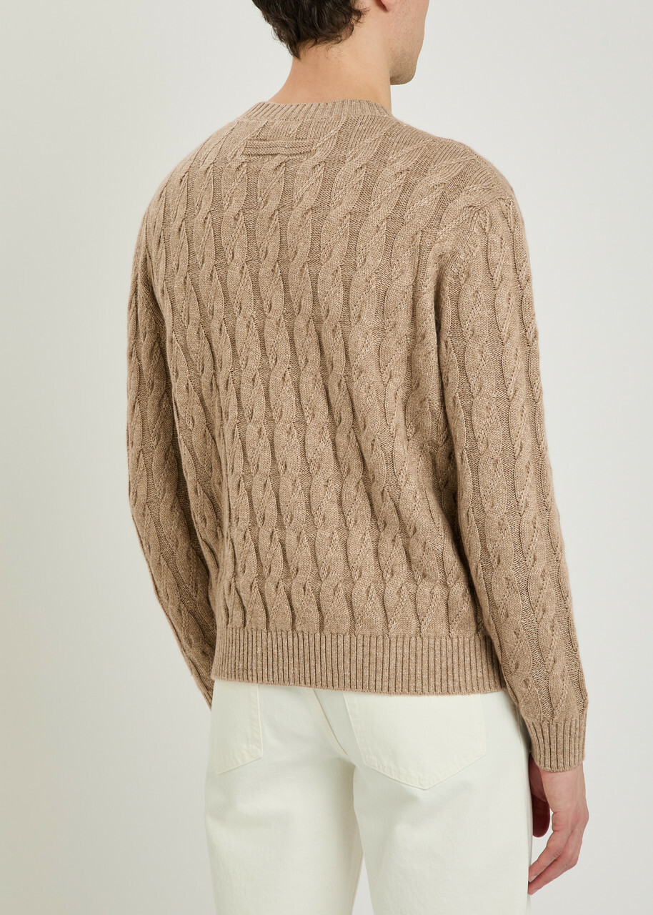 Zegna Cable-knit Linen-blend Jumper Brown