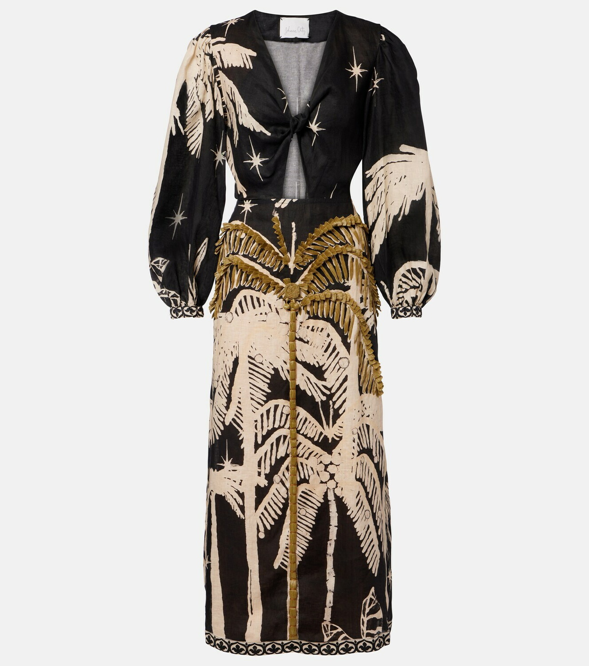 Johanna Ortiz Pradera Geométrica linen maxi dress