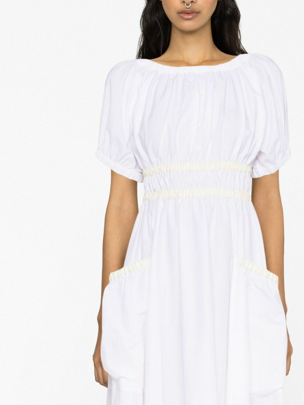 Molly Goddard White Mags Taffeta Midi Dress