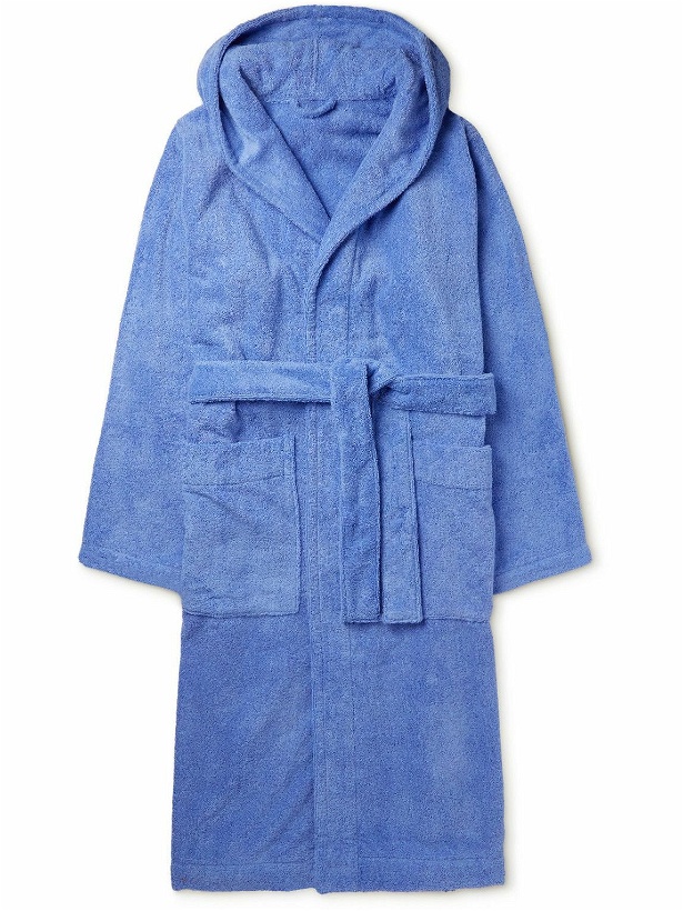 Photo: TEKLA - Organic Cotton-Terry Hooded Robe - Blue