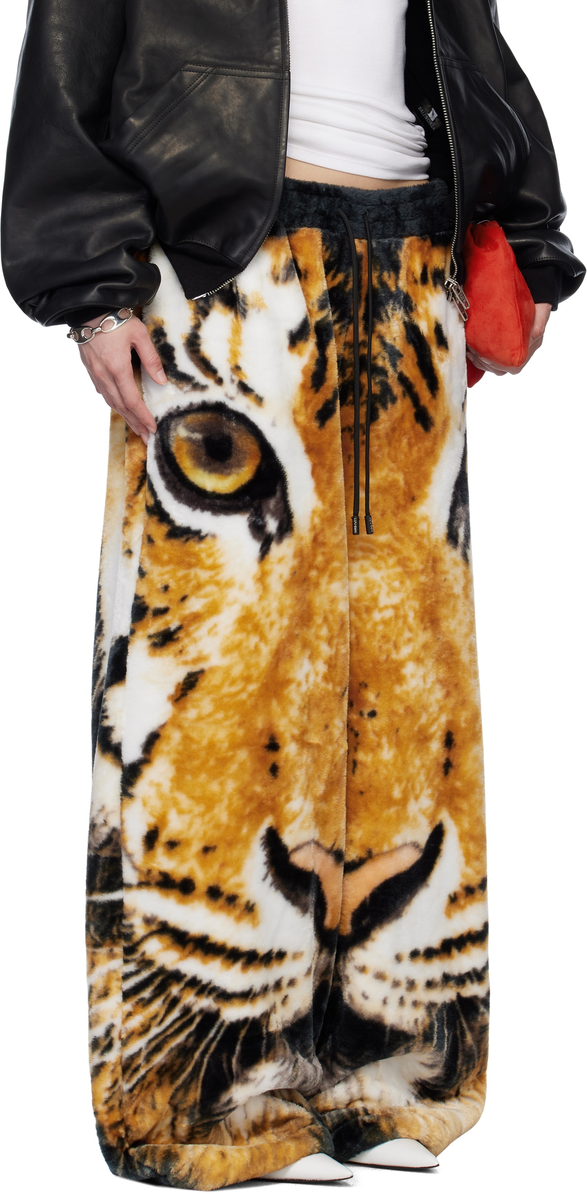 LU'U DAN Orange & Black Raw-Cut Bontan Lounge Pants