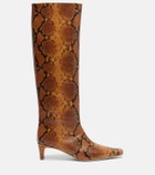 Staud Wally snake-effect leather knee-high boots