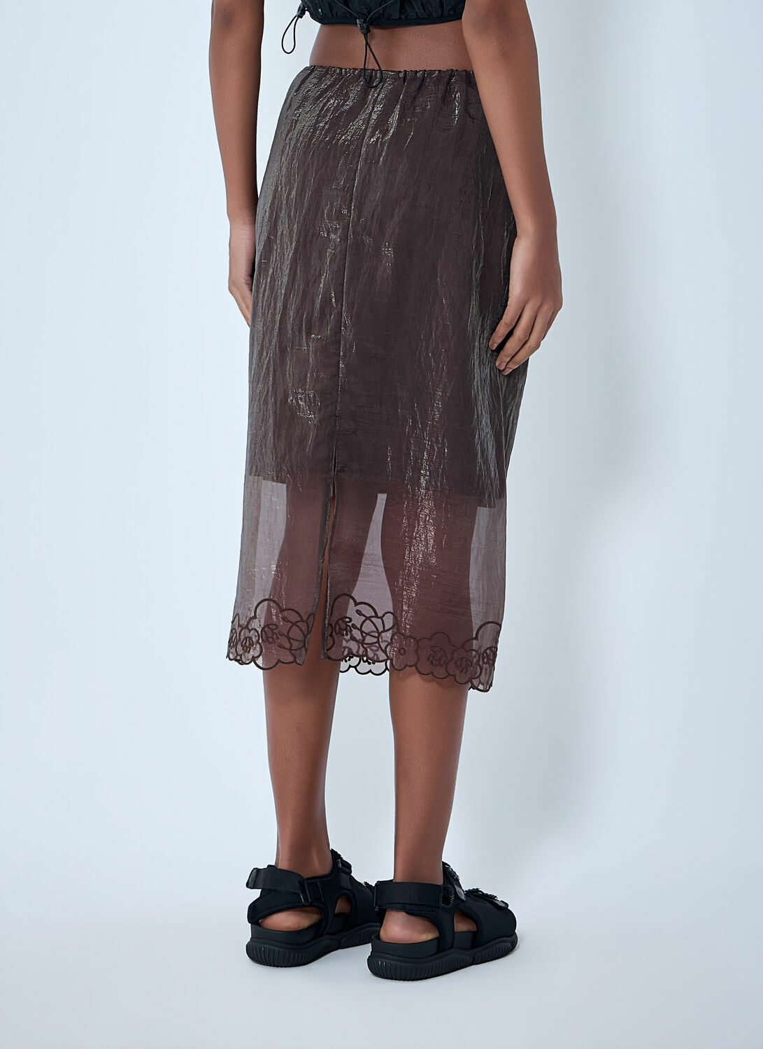 Cecilie Bahnsen Embroidered Sheer Overlay Skirt