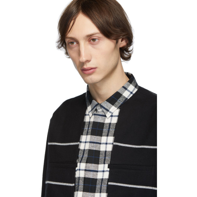 トップス Haider Ackermann check shirt Haider Ackermann Black Double Layer Shirt Haider Ackermann
