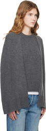 TOTEME Gray Crew Cape Knit Sweater