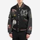 C2H4 Men's x mastermind JAPAN Curvilinear Varsity Jacket in Silent Black