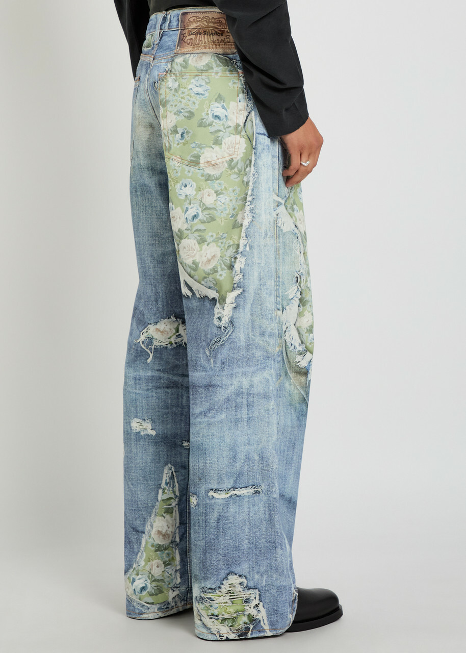 Acne Studios Printed Wide-leg Jeans Blue Denim Other