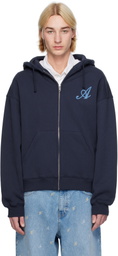 Axel Arigato Navy Maine Zip-Up Hoodie
