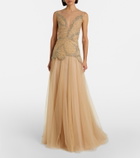 Costarellos Arabella embellished tulle gown