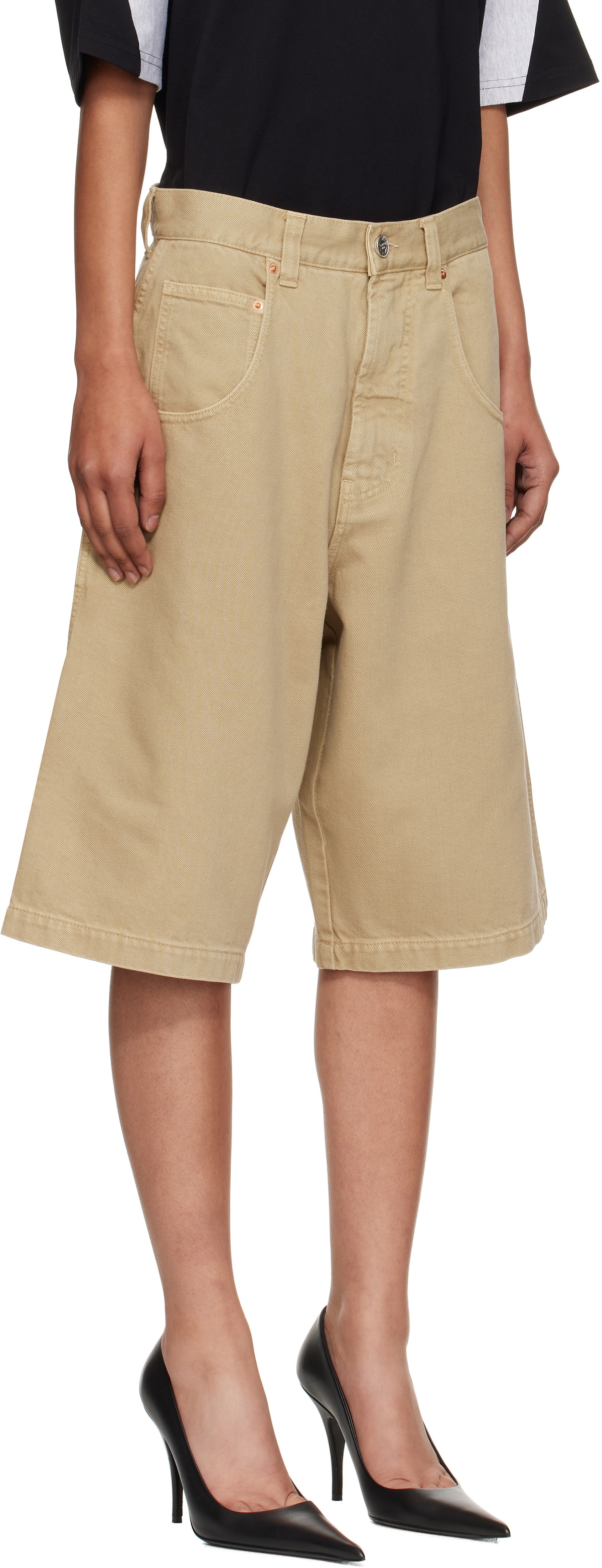 VETEMENTS Beige Hip-Hop Denim Shorts
