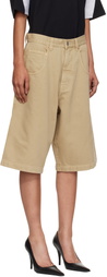 VETEMENTS Beige Hip-Hop Denim Shorts