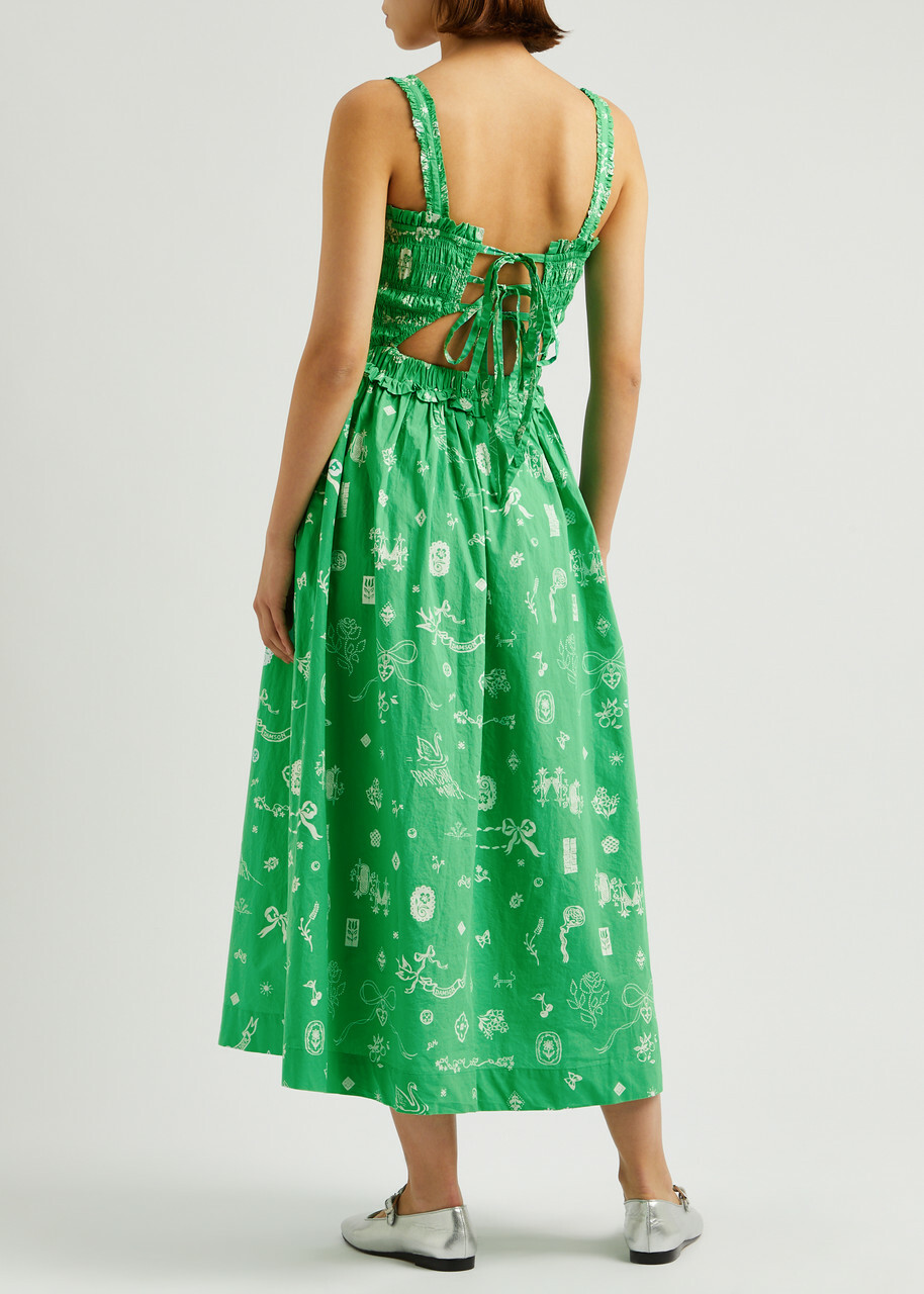 damson madder green dress Reversible Bridget Mini Dress