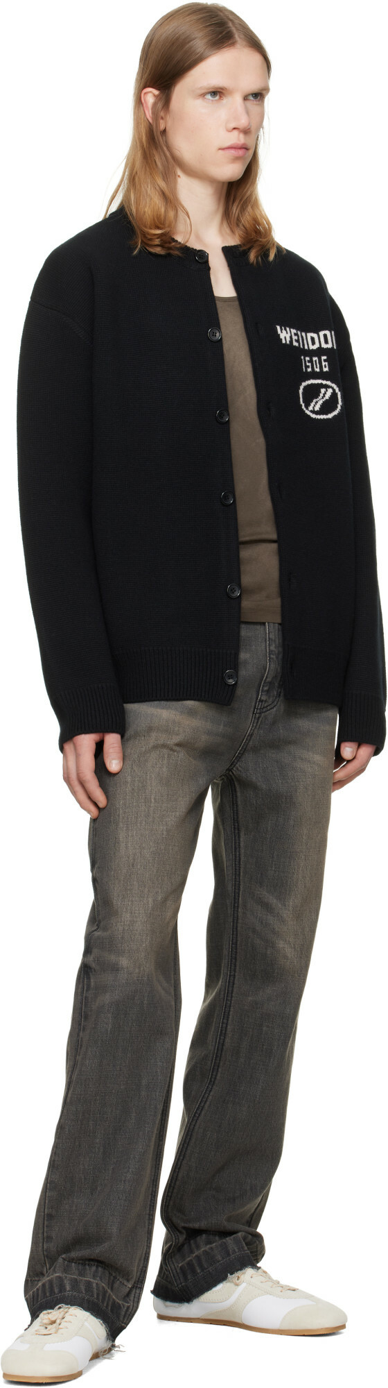 We11done Black Logo Classic Cardigan
