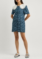 Sister Jane Wildflower Floral-jacquard Chambray Mini Dress Denim