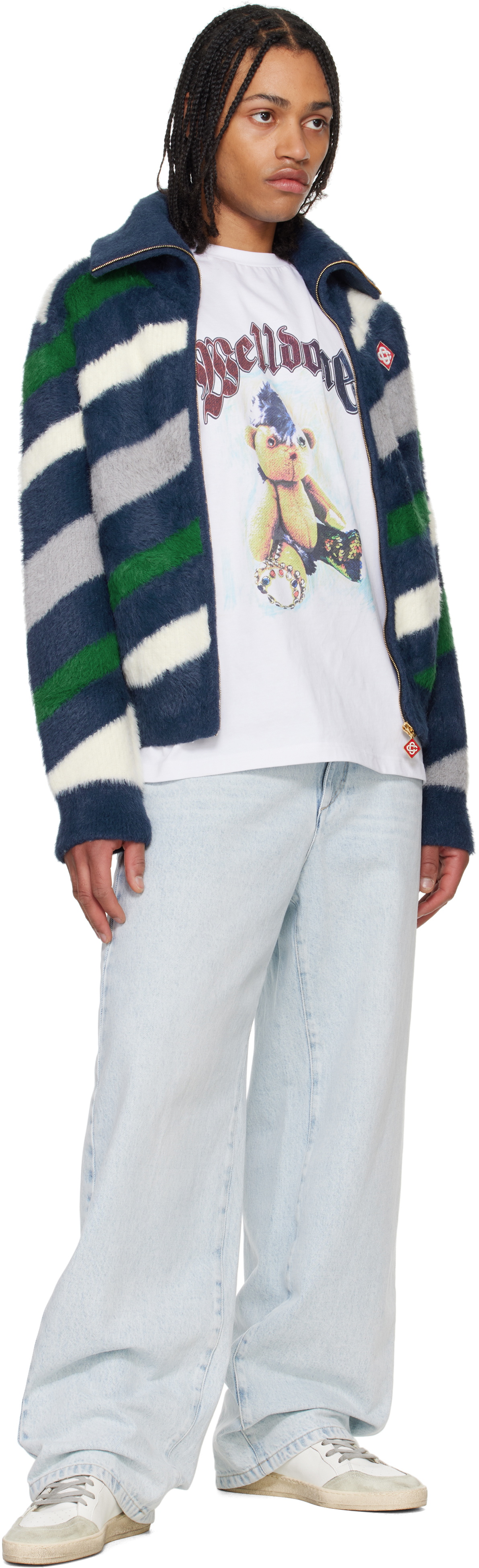 Golden Goose White & Green Ball Star Sneakers