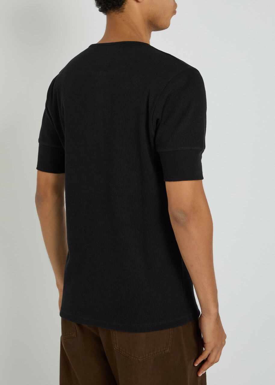 Lemaire Ribbed Cotton-blend Henley T-shirt Black