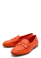 Polo Ralph Lauren Logo Grained Leather Loafers Orange