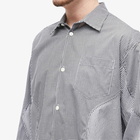 Undercover Men's Panelled Gingham Stripe Shirt in Black