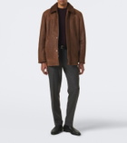 Canali Shearling-trimmed leather jacket