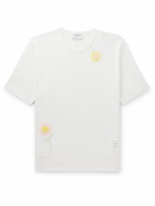 Thom Browne - Embroidered Cotton-Jersey T-Shirt - White