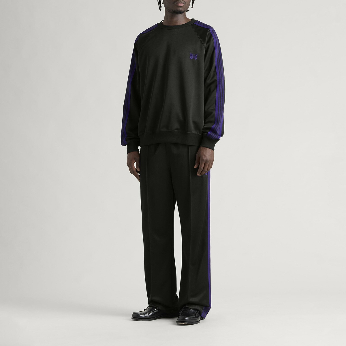 Needles Men's Poly Smooth Crew Neck Sweatshirt in Black