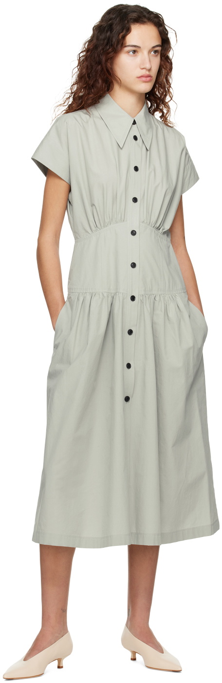LOW CLASSIC Green Gathered Midi Dress