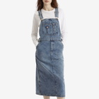 Dickies Women's Bib Overall Midi Dress in Rinsed Blue