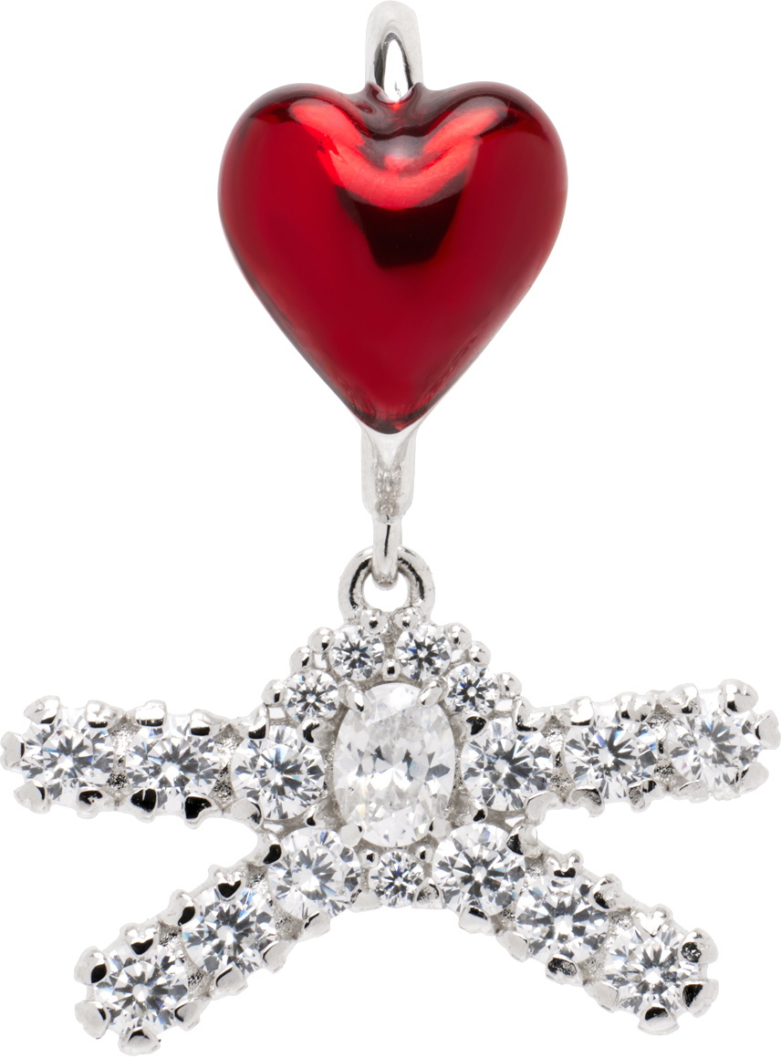 YUMIN × SHUSHU/TONG lip ring SHUSHU/TONG Silver & Red YVMIN Edition Enamel Heart Gem Bowknot